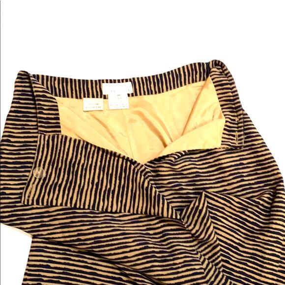 Rena Rowan for Saville faux wrap skirt elegant navy blue & tan knee length sz 10 - Picture 4 of 7